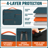 Étui pour ordinateur portable personnalisé OEM multi-poches avec protection à 4 couches, 3 poches avant zippées pour le bureau, les trajets domicile-travail et les voyages