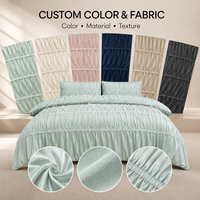 Ensemble de literie froncé sur mesure OEM ODM, housse de couette à volants, ensemble de couette, taille, couleur, tissu, broderie, logo personnalisés