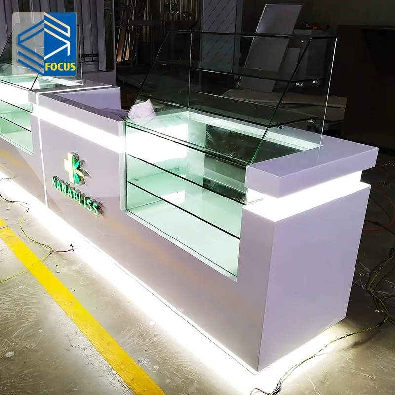 Customized smoke shop interior design fashion display cabinet glass smoke shop display cabinet