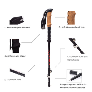 New Customized Lightweight Aluminum 7075 with Carbon Texture Surface Telescope Walking Trekking Hiking Sticks - Product Image 4