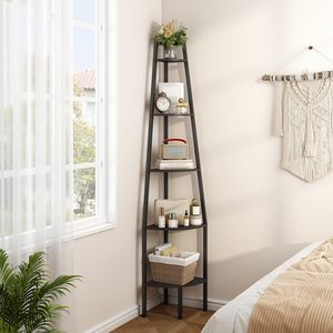 Estante Esquinero Industrial de 5 Niveles, Estante Esquinero Rústico Tipo <span class=keywords><strong>Escalera</strong></span> para Espacios Pequeños, Dormitorio, Sala de Estar, Oficina en Casa, Cocina - Product Image 3
