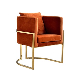 Cadre En Acier Inoxydable or Antique Français L'aviation Nordique Moderne Rose Velours Accent Chaise Pour Salon - Product Image 3