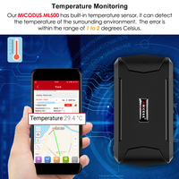 Micodus - Rastreador GPS Magnético Inalámbrico para Camiones y Automóviles, 5000 mAh, Larga Duración en Espera, Recargable, Portátil, con Sensor de Temperatura