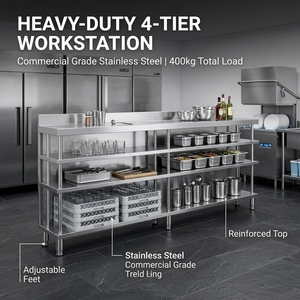 Stainless Steel Double-row Cocktail Station with Double Layer Shelf for High Efficiency <b>Bar</b> Service - Product Image 5