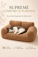 Canapé-lit de luxe pour animaux de compagnie en gros, lit doux en peluche pour chats et chiens avec housse amovible, dossier surélevé, emballé en boîte - OEM/ODM disponible