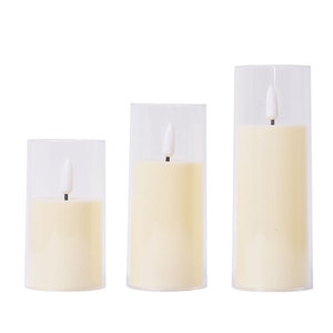 <span class=keywords><strong>Tube</strong></span> transparent télécommande bougies lumière sans flamme à piles <span class=keywords><strong>Led</strong></span> en plastique pilier bougie pour la maison fête d'anniversaire décor - Product Image 4