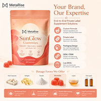 Gummies bronzantes pour adultes en marque blanche OEM, 60 unités, soutien beauté de la peau, éclat naturel, supplément nutritionnel beauté