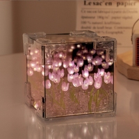 Cadeau populaire pour la Saint-Valentin, anniversaire, cadeau artisanal, décoration de chambre, lampe de table, kits de bricolage, fonction miroir en forme de tulipe, lampe LED en forme de tulipe
