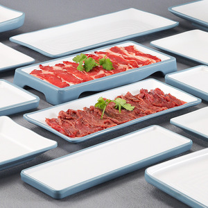 Melamine Dinnerware <b>Set</b> Rectangular Plates Serving Bowls For <b>Restaurant</b> Hotel Use Solid Color P8042 - Product Image 3