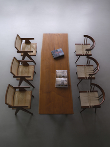 Mesa de Comedor Grande de Madera Maciza de Teca de Myanmar, Estilo Wabi-Sabi, para Muebles de Hogar en el Comedor y Sala de Estar - Product Image 2