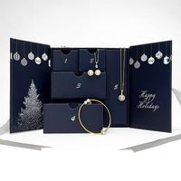 Boîte Calendrier à 24 Tiroirs pour Bijoux Personnalisés, en Carton Rigide, Papier Spécial, Gaufrage et Estampage à Chaud Doré pour Bracelets, Bagues et Cadeaux