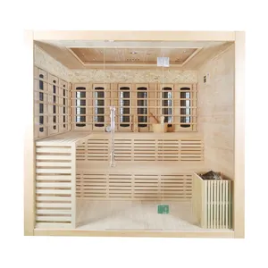Sala de sauna a vapor, venda quente de 5-7 pessoas, 6000w, cânhamo sólido, interior, quarto de vapor seco