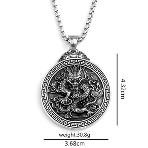 Colgante de Dragón de Acero Inoxidable con Cadena de 60cm, Amuleto con Temática del Zodíaco Oriental, Regalo para el Tiempo Libre - Product Image 5