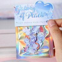 Paquete de 50 Pegatinas de la Serie Peach Galaxy, Hojas de Pegatinas Pequeñas con Temática de Estrellas para Decoración de Tarjetas