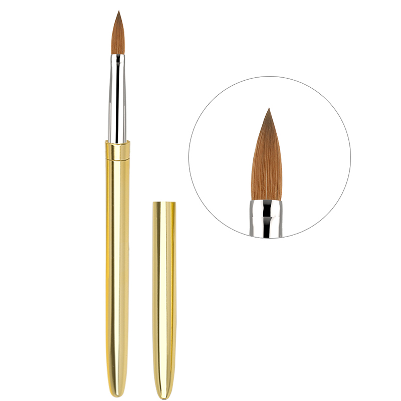 Набор кистей для дизайна ногтей kolinsky 100%, роскошная ручка золотого цвета, набор кистей для акрилового дизайна ногтей kolinsky