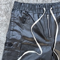 Shorts cargo décontractés amples pour hommes en coton ciré, taille élastique avec cordon de serrage, multi-poches, style streetwear OEM