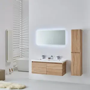 Toptan fiyat çift lavabo lavabo banyo tasarımcı LED ayna dolapları seti banyo aynası