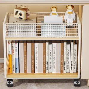 Étagère de rangement pour placard à double niveau en métal, largeur 26 cm, profondeur 77 cm, hauteur 65 cm, avec roulettes et paniers/étagères supérieurs et inférieurs - Product Image 4