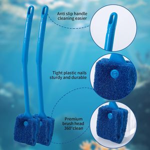 Eco-friendly doppio lato lungo manico alghe raschietto di pesce vasca Scrubber spugna pulitore per acquari vivente scatola di <span class=keywords><strong>vetro</strong></span> - Product Image 4
