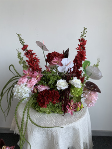Borgoña marfil blanco rosa verde Hortensia boda arco flores de seda para graduación Borgoña Arbor flor nuevo diseño - Product Image 3