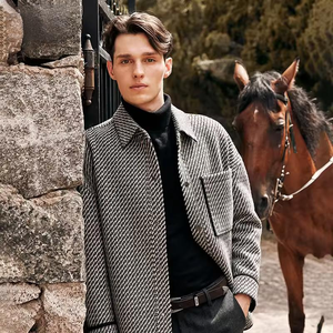 OEM Maßgeschneiderte Übergrößen-Herrenjacke, Lässiger Schwarz-Weiß Karierter <span class=keywords><strong>Blazer</strong></span>, Business-Revers, Herbst-Winter Großhandel, Kammgarn-Stoff - Product Image 1