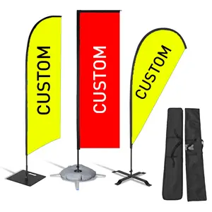 Flying Banner Outdoor Event Advertising Double Side Printing Aluminium Fiberglass Flagpole Rectangle Teardrop Feather Beach Flag