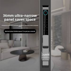 กุญแจล็อคประตูดิจิตอลแบบกันน้ำ ระบบไบโอเมตริกซ์ สแกนลายนิ้วมือ ควบคุมผ่านแอป Tuya  ขอบบาง สำหรับประตูบานเลื่อนอะลูมิเนียมภายนอก - Product Image 5