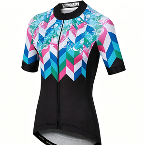 Conjunto de Ciclismo de Dos Piezas para Mujer al por Mayor, Estampados de Moda Surtidos, Logotipo de Marca Personalizado, con Tela Elástica en 4 Direcciones que Absorbe el Sudor, para Club - Product Image 4