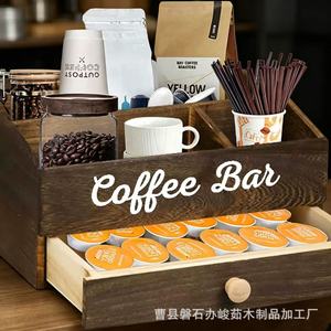 Caja de almacenamiento de cápsulas de café de madera con organizador de cajones para escritorio, suministros para barra de café, soporte para bolsas de té, gran capacidad - Product Image 4