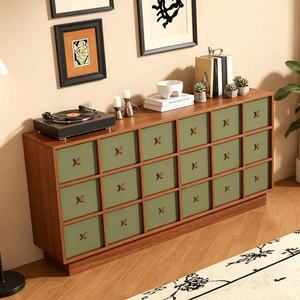 Mid Century Modern Wood <b>Sideboard</b> With Green Drawers Storage Cabinet For Living Room Furniture - Product Image 5
