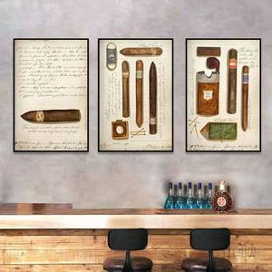 Amerikan Endüstriyel Viski Dükkanı Duvar Sanatı Retro Taverna Duvar Resmi Dekor Puro Barı Sigara Kanvas Yağlıboya Tablo - Product Image 3
