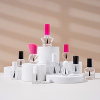 Flacon vide en verre pour vernis à ongles 5ml 10ml 15ml, forme plate, couvercle estampé or, scellé, couleur personnalisée, conteneur pour gels de construction avec pinceau