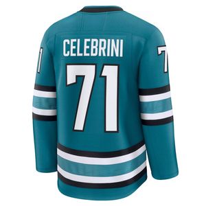 Jersey Hoki San Jose Bordir Pria Remaja Teal # 71 Macklin Celebrini # Seragam Hoki Jersey Couture 39 - Product Image 3