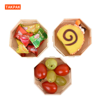 Barquette octogonale jetable en bois pour fruits et sushis, idéale pour les événements et les fêtes