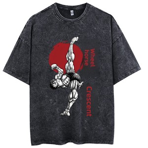 Camiseta de Hombre Hanma <span class=keywords><strong>Baki</strong></span> the Grappler Gym Anime Vintage Lisa Lavada de 240 Gramos de Corte Holgado - Product Image 3