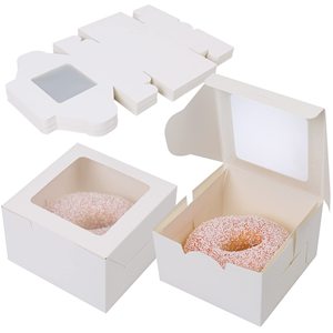 Tùy chỉnh 4 inch Bánh hộp với cửa sổ cho bánh cookie tráng miệng Pastry Donut Donut bánh Kraft hoặc thẻ Trắng bánh container - Product Image 3