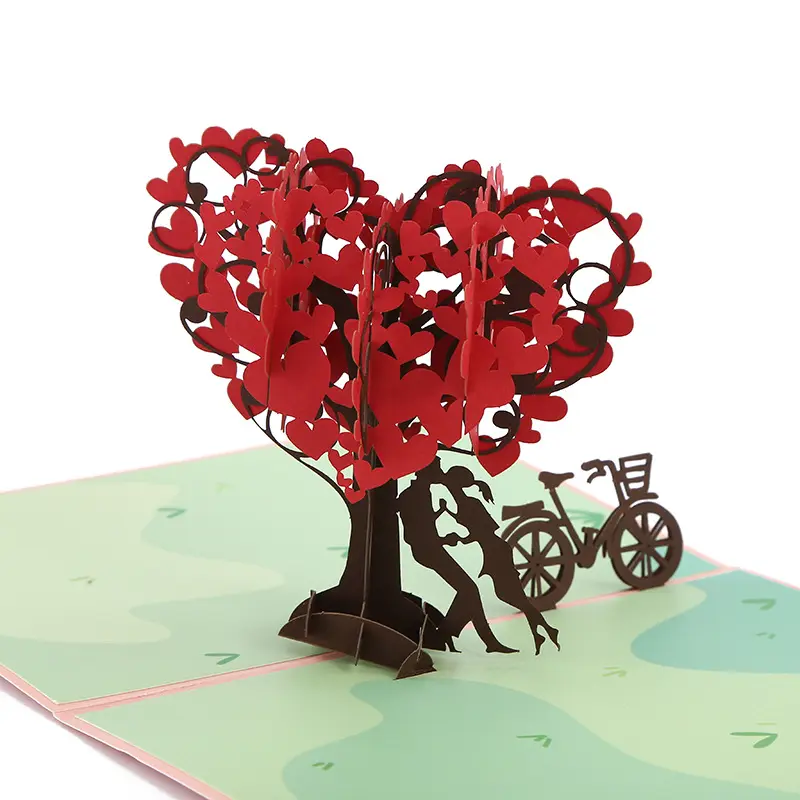 รักต้นไม้คู่วันวาเลนไทน์3D การ์ดอวยพรป๊อปอัพการ์ดสำหรับวันครบรอบแต่งงานวันเกิดหมั้นวันแม่