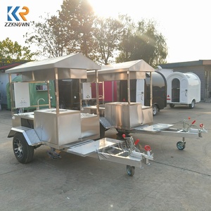 Camión de Comida de Aluminio de 3 Ruedas Estilo Retro, Tienda Móvil de Acero Inoxidable para Helados, Café, Bocadillos, Comida Rápida, Papas Fritas y Hot Dogs - Product Image 3