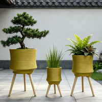 Lot de 3 pots de fleurs en fibre de verre, modernes, pour extérieur, grands pots de jardin pour la décoration de la maison et des villas
