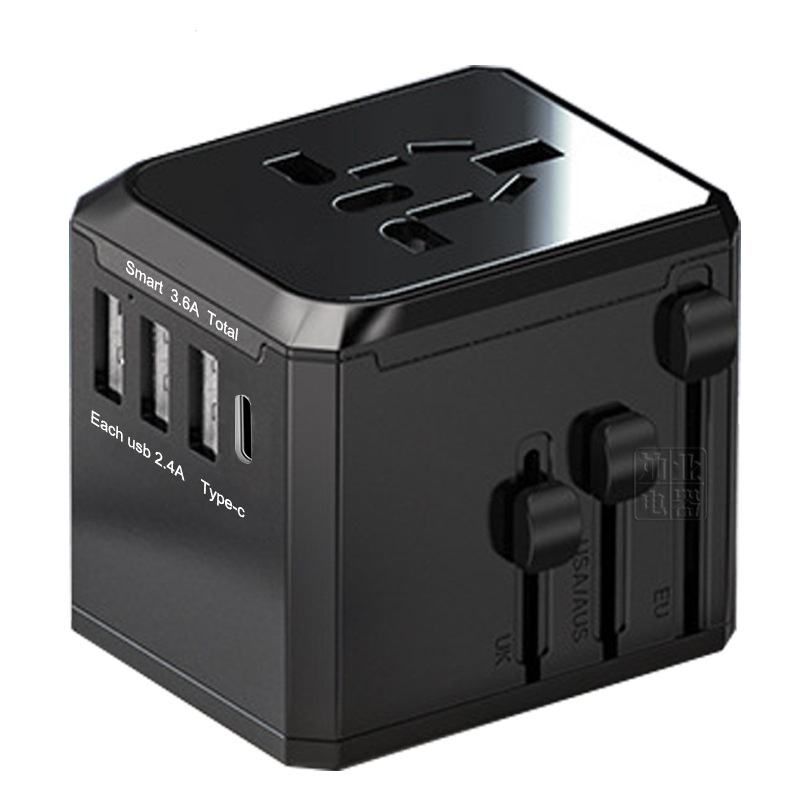 HONPNK Global Travel Adapter Plug Worldwide Travel Charger Universal Multi-Purpose Adapter Plug Socket with 3 Usb and Type-c