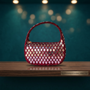 Sac de soirée de luxe perlé fait main, sac à bandoulière pour mariage et événements, pochette perlée, meilleur prix, effet miroir - Product Image 2