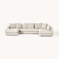 Conjunto de Sofás Modulares de Tela Minimalistas Modernos con Estructura de Madera Maciza y Relleno de Espuma de Alta Resiliencia para Muebles de Hotel y Hogar