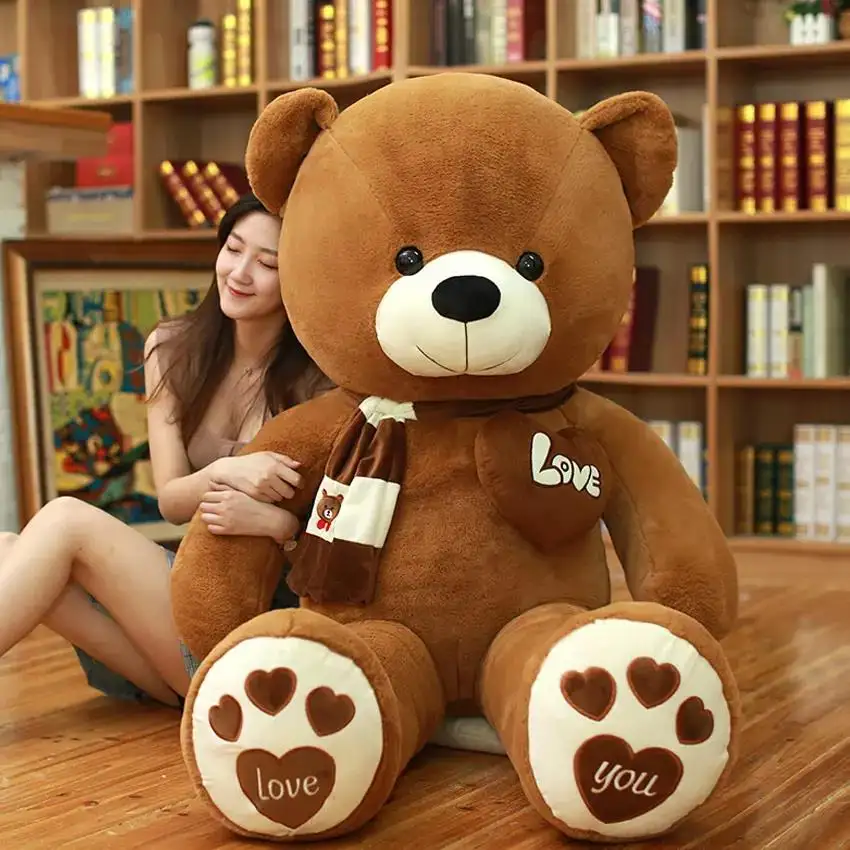 Urso de pelúcia de pelúcia personalizado para o dia dos namorados, animal gigante de pelúcia, tamanho grande, unissex, 80-120 cm, personalizado, pele macia, para animais de pelúcia