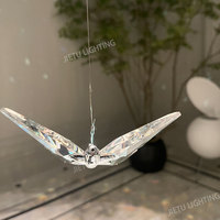 Papillon Cristal LED Lustre Suspension Lampe pour Hôtel Restaurant Lobby Escalier Éclairage Décoratif Longue Forme