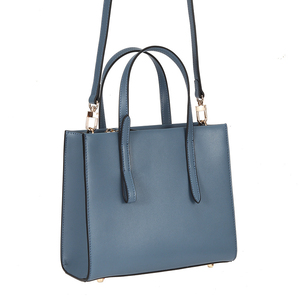 Gionar New Arrival Simple Design Genuine Plain Cowhide Leather <strong>Navy</strong> <strong>Blue</strong> Tote Handbags Custom Casual <strong>Bags</strong> Women Wholesale Price - Product Image 2