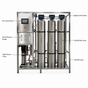 Planta de Tratamiento de Agua Industrial Personalizada, Sistema de Ósmosis Inversa de Acero Inoxidable de 500, 1000, 2000 LPH, OEM - Product Image 2