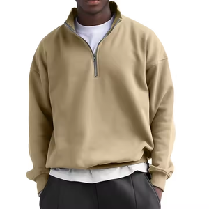 Felpa a maniche lunghe <span class=keywords><strong>oversize</strong></span> in pile di cotone 100% su misura con <span class=keywords><strong>Zip</strong></span> a quarti felpa mezza felpa da uomo in autunno - Product Image 4