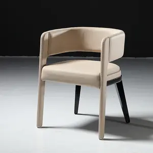 Esigner-Sillas de madera maciza de lujo para comedor, sillones modernos de cuero de alta gama para restaurante