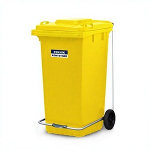 Poubelle à pédale de luxe 240L en plastique écologique, couleur jaune, idéale pour l'extérieur, avec structure à induction – Offre Spéciale - Product Image 1