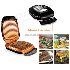 Parrilla Eléctrica de Contacto AOJA de Alta Calidad, Calentamiento Rápido Doble, Máquina para Hacer <span class=keywords><strong>Hamburguesas</strong></span> y Paninis, Parrilla Profunda para Cocinar sin Humo - Product Image 4